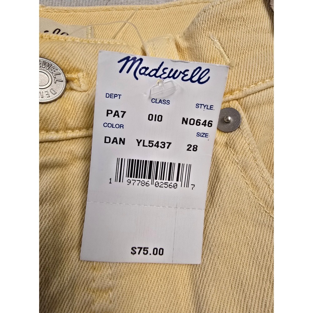 Madewell 90s Straight Leg Jeans Yellow High Rise Magic Pockets Size 28 new - Picture 3 of 8